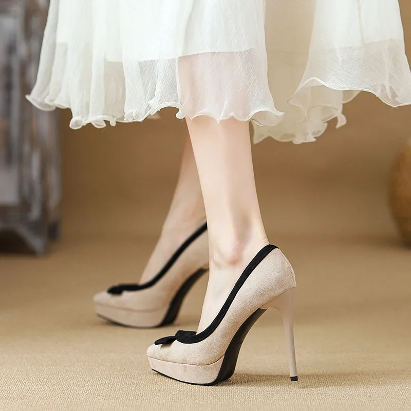 MABEL&CO Slim Heel High Heels Women's Apricot-2