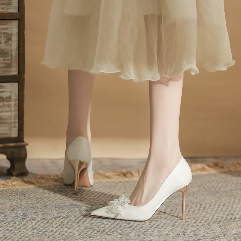 MABEL&CO Slim Heel High Heels Women's White-5