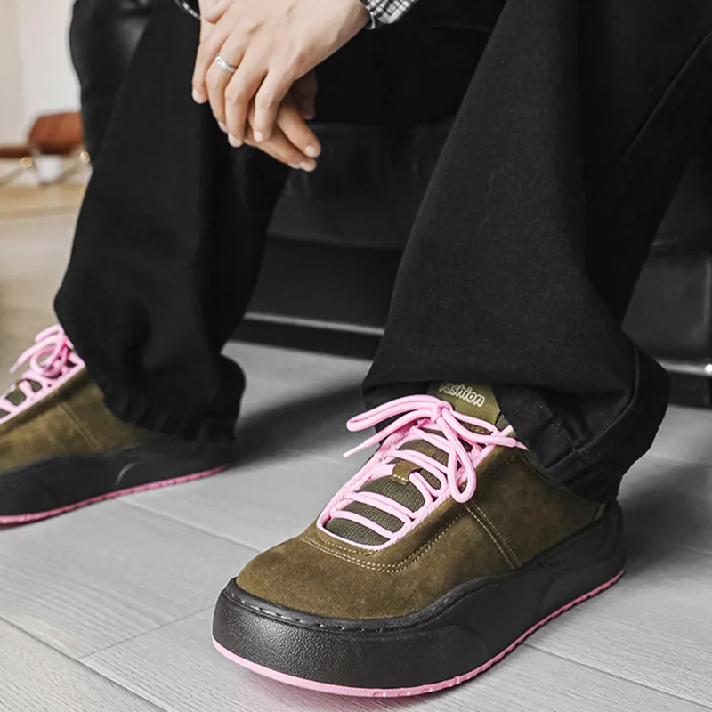 MABEL&CO Low Top Skateboard Shoes Men's Green Pink-2