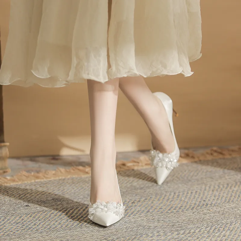 MABEL&CO Slim Heel High Heels Women's White-3
