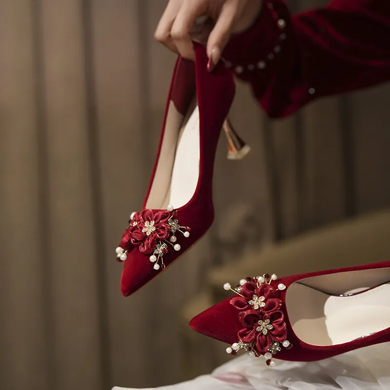 MABEL&CO Slim Heel High Heels Women's Burgundy-4