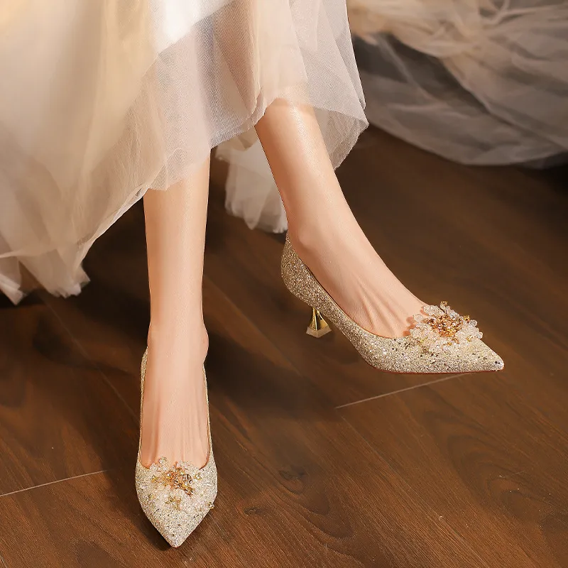 MABEL&CO Slim Heel High Heels 5.5cm Women's Apricot-3