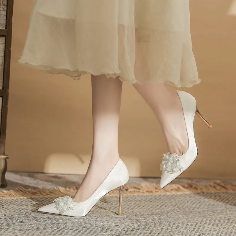 MABEL&CO Slim Heel High Heels Women's White-4