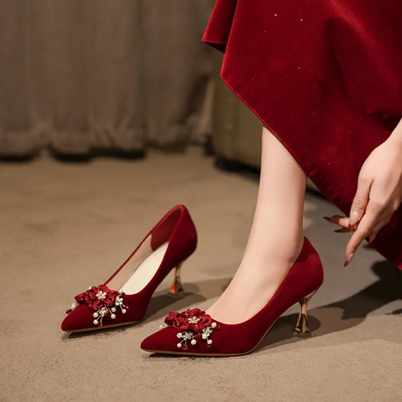 MABEL&CO Slim Heel High Heels Women's Burgundy-2