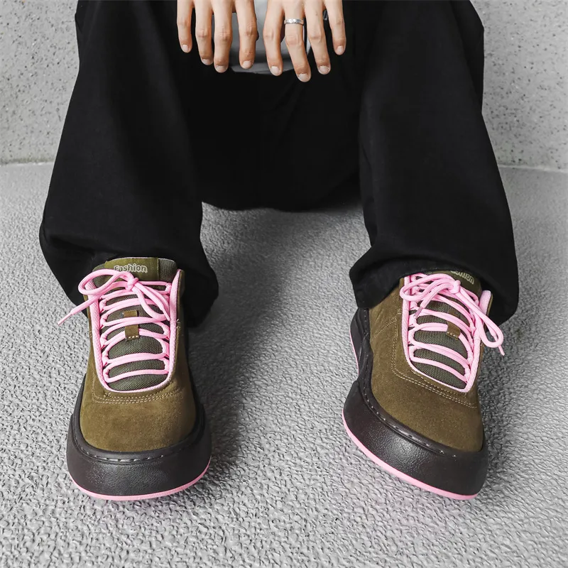 MABEL&CO Low Top Skateboard Shoes Men's Green Pink-4