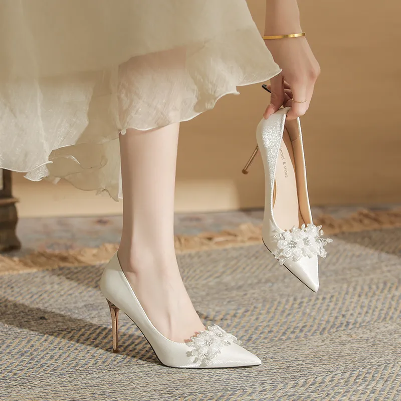 MABEL&CO Slim Heel High Heels Women's White-7