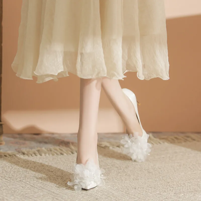 MABEL&CO Slim Heel High Heels Women's White-4