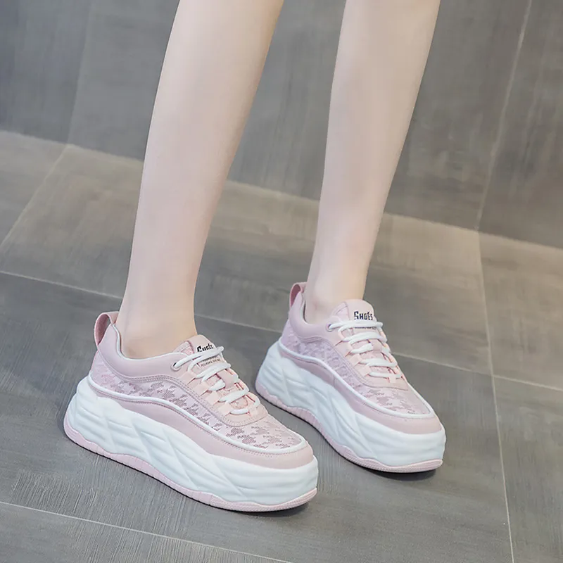 MABEL&CO Anti Slip And Wear Resistant Height Increasing Low Top Casual Shoes Women's Pink-4