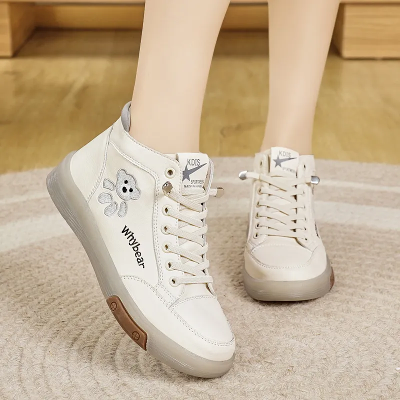 MABEL&CO Slip Resistant Mid Top Casual Shoes Women's Greige-1