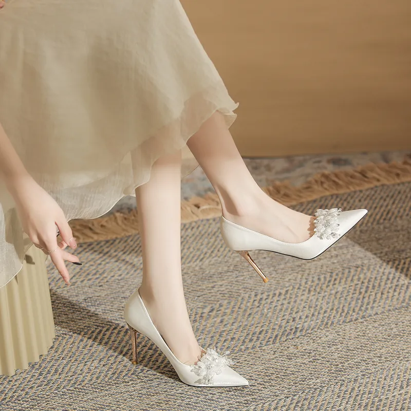 MABEL&CO Slim Heel High Heels Women's White-1