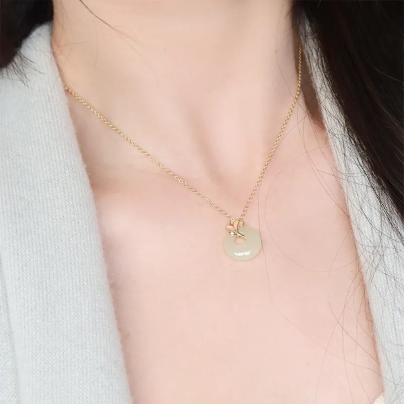 CGC Hetian Jade Necklaces Pale Greenish White Jade Women's-1
