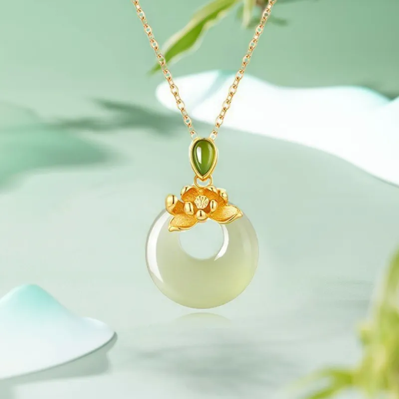 CGC Hetian Jade Necklaces Pale Greenish White Jade Women's-4