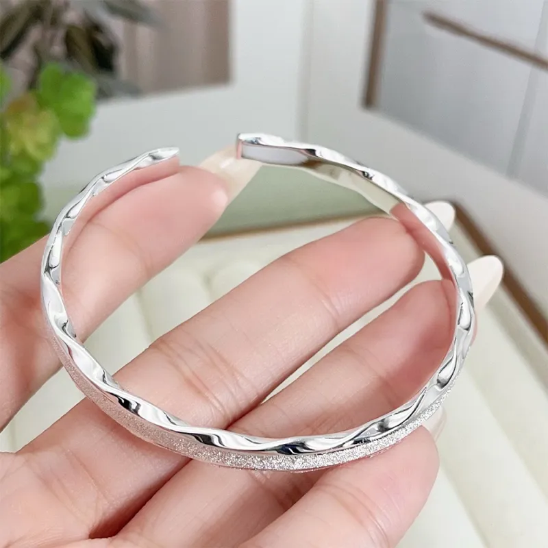 CGC S999 Fine Silver Adjustable Opening Bangle Women's-4