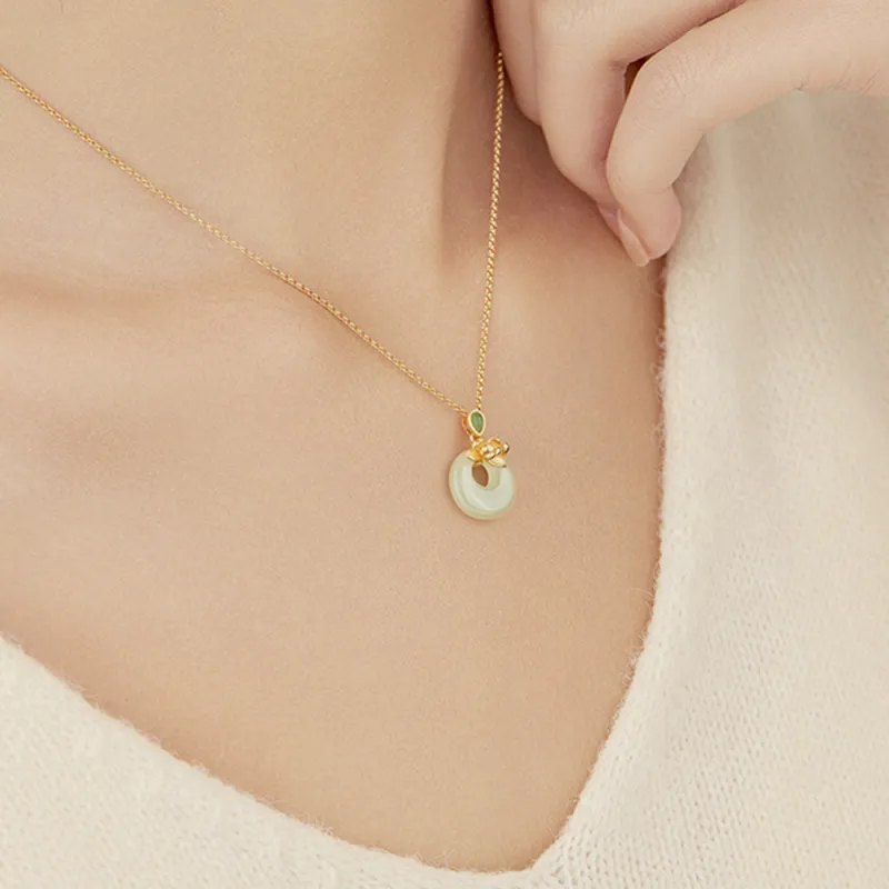 CGC Hetian Jade Necklaces Pale Greenish White Jade Women's-2