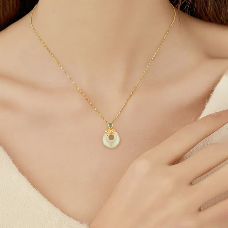 CGC Hetian Jade Necklaces Pale Greenish White Jade Women's-3