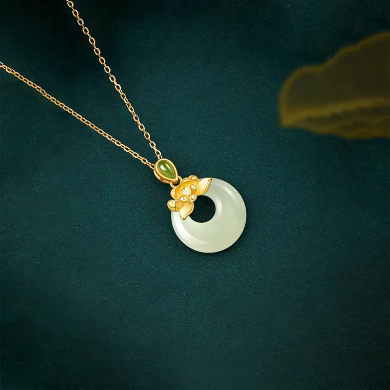CGC Hetian Jade Necklaces Pale Greenish White Jade Women's-1