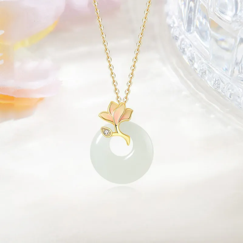CGC Hetian Jade Necklaces Pale Greenish White Jade Women's-4
