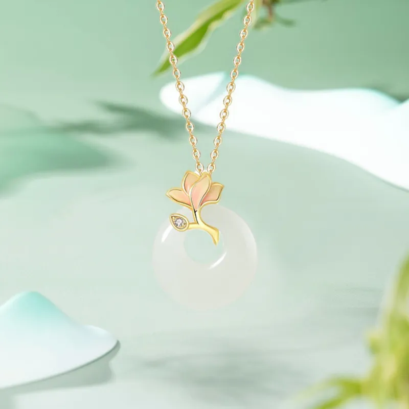 CGC Hetian Jade Necklaces Pale Greenish White Jade Women's-2