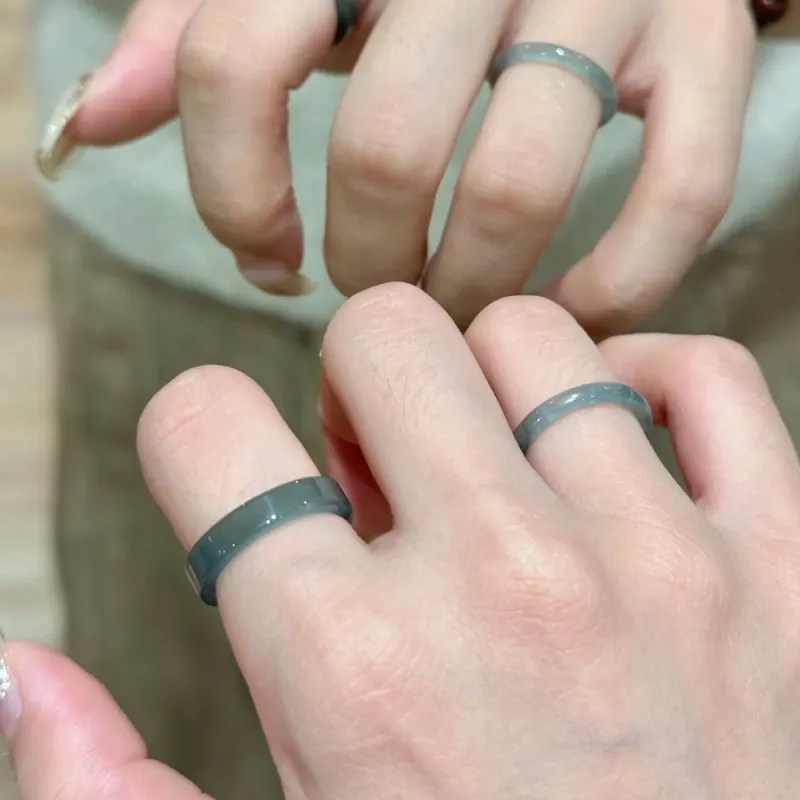 CGC Glutinous Jade Jadeite Rings Unisex-5