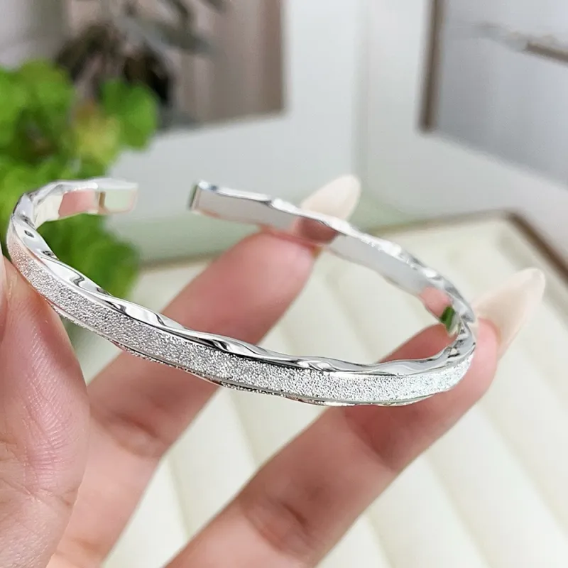 CGC S999 Fine Silver Adjustable Opening Bangle Women's-2