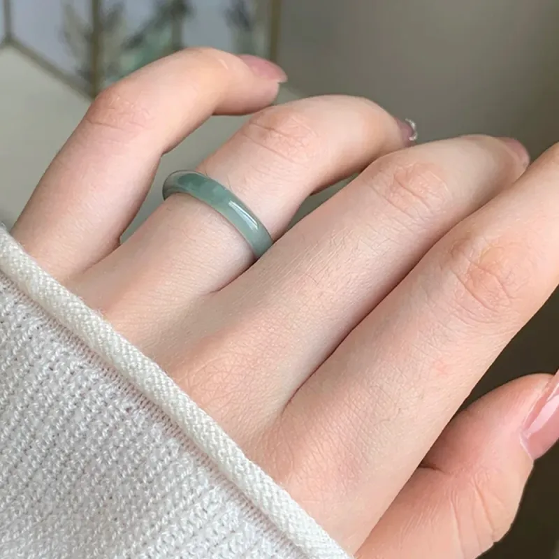 CGC Glutinous Jade Jadeite Rings Unisex-3