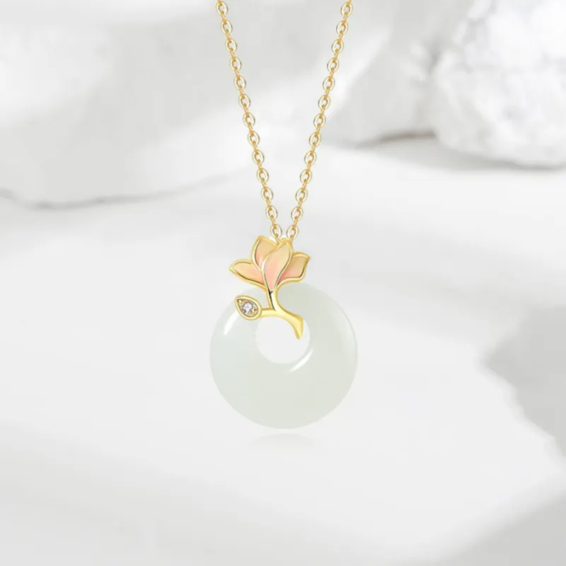 CGC Hetian Jade Necklaces Pale Greenish White Jade Women's-3