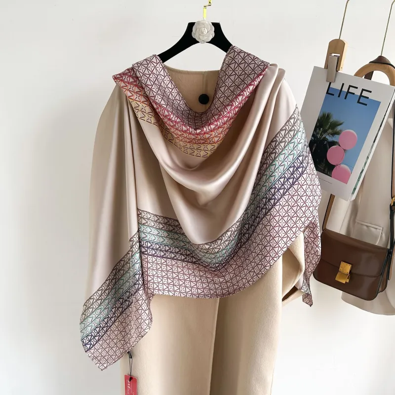 Eucalyptus Ornamentation Silk Scarves Women's-3