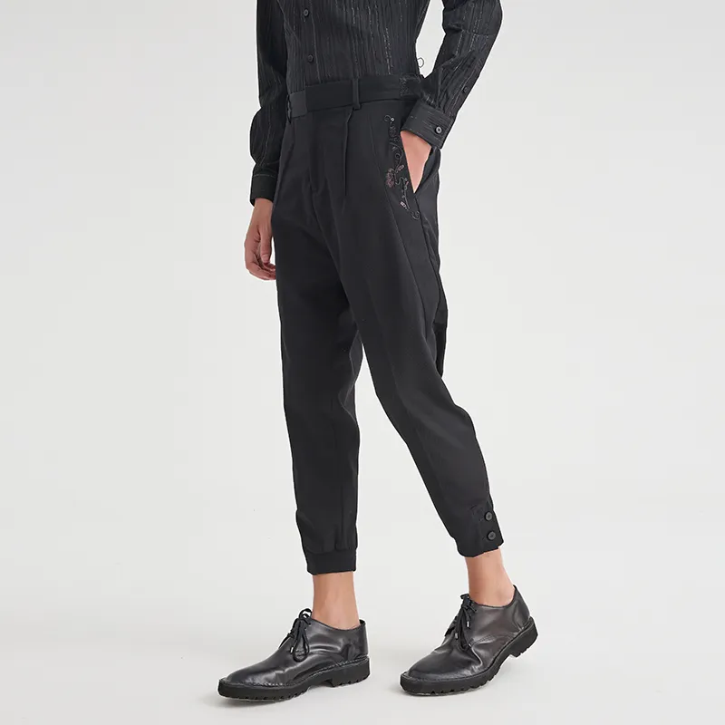 ANDREW MACKENZIE Casual Pants Men Black Yellow-4