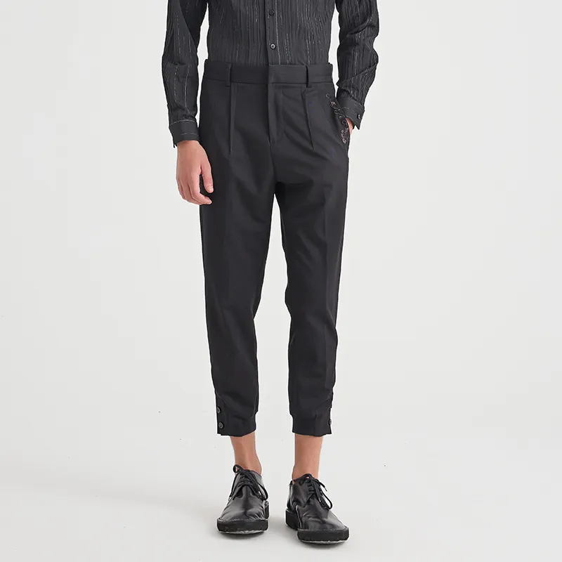 ANDREW MACKENZIE Casual Pants Men Black Yellow-2