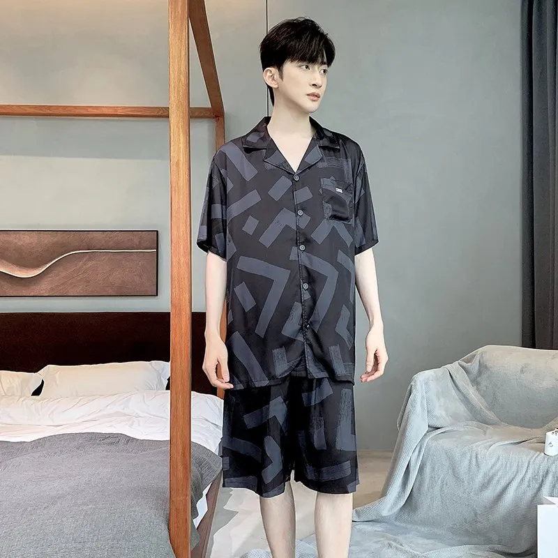 Urban Beauty Pajama Set Men's Black Stripes-4