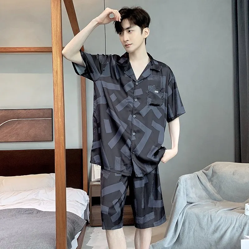 Urban Beauty Pajama Set Men's Black Stripes-3