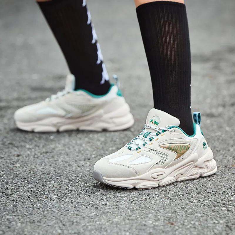 Kappa Cushioning, Breathable, Lightweight, Supportive Low Top Chunky Sneakers Unisex White Green-6