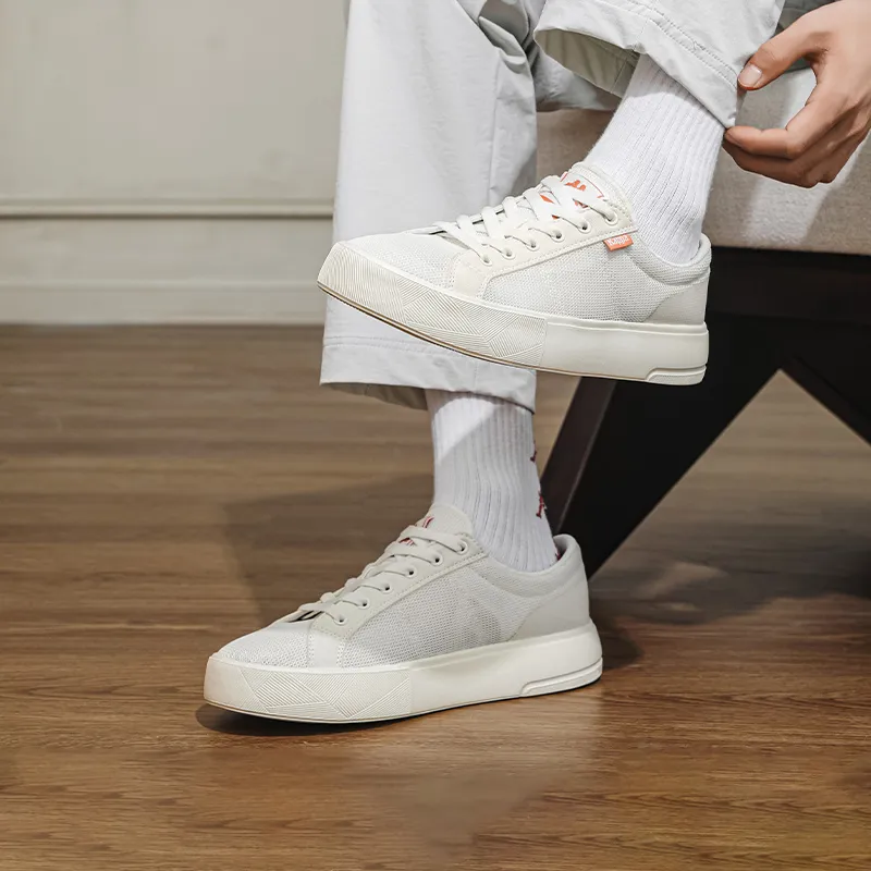 Kappa Anti Slip Wear Resistant Low Top Skateboard Shoes Men's Classic White-6