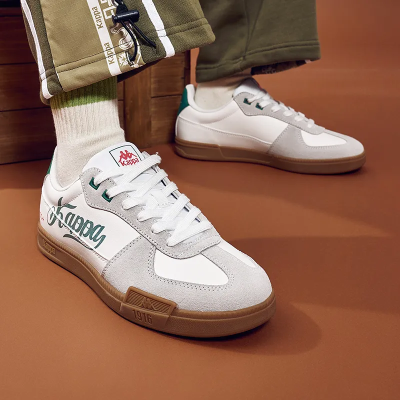 Kappa Low Top Skateboard Shoes Unisex White Gray Green-6
