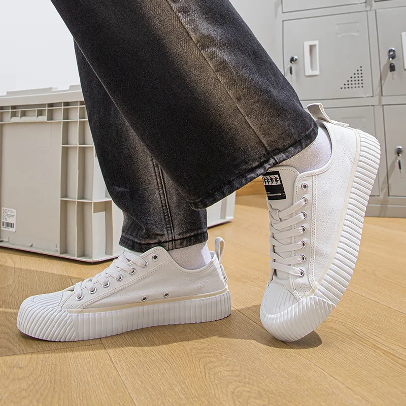 Kappa Anti Slip Wear Resistant Low Top Skateboard Shoes Unisex Classic White-6