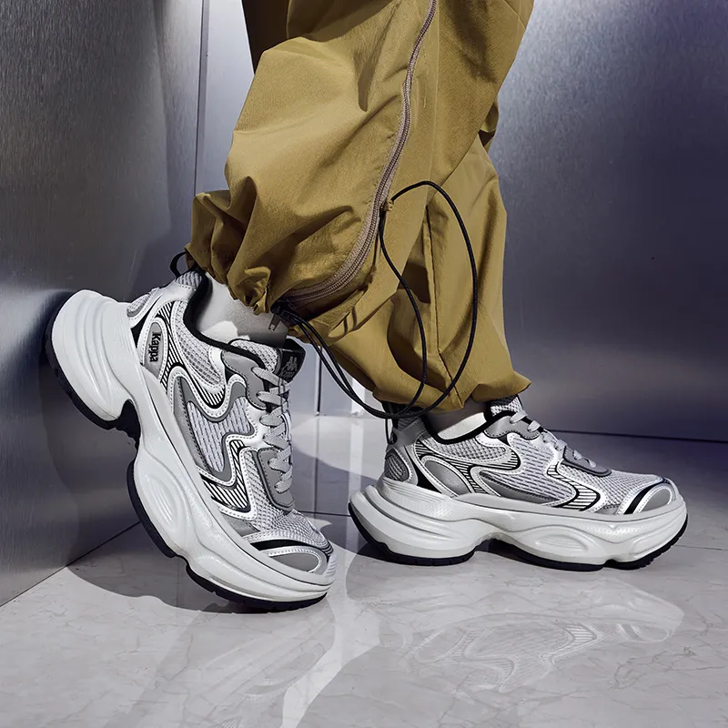 Kappa Anti Slip Wear Resistant Low Top Chunky Sneakers Women's Silver-2