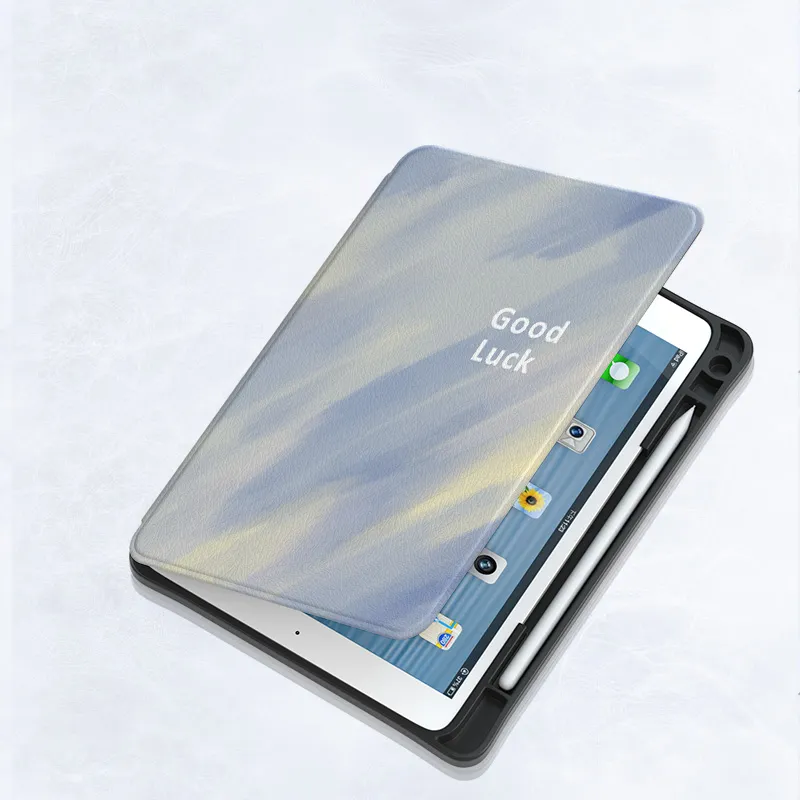 MSMF Apple Rotatable Flat Cover Gradient Blended Watercolor Premium Trendy IPad Protective Case-2