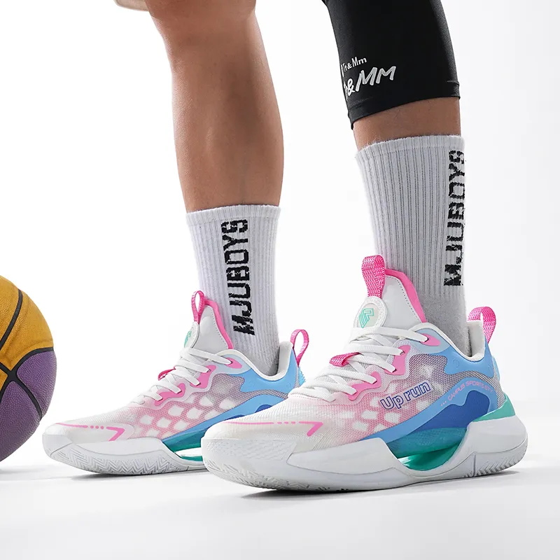 Up Run Dragon Basketball Shoes Unisex Peach Wood Pink-5