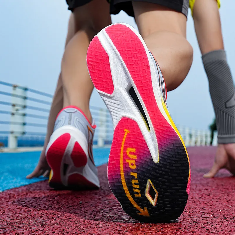 Up Run Fierce Wind Rocket Running Shoes Unisex Gray Peach Red-5