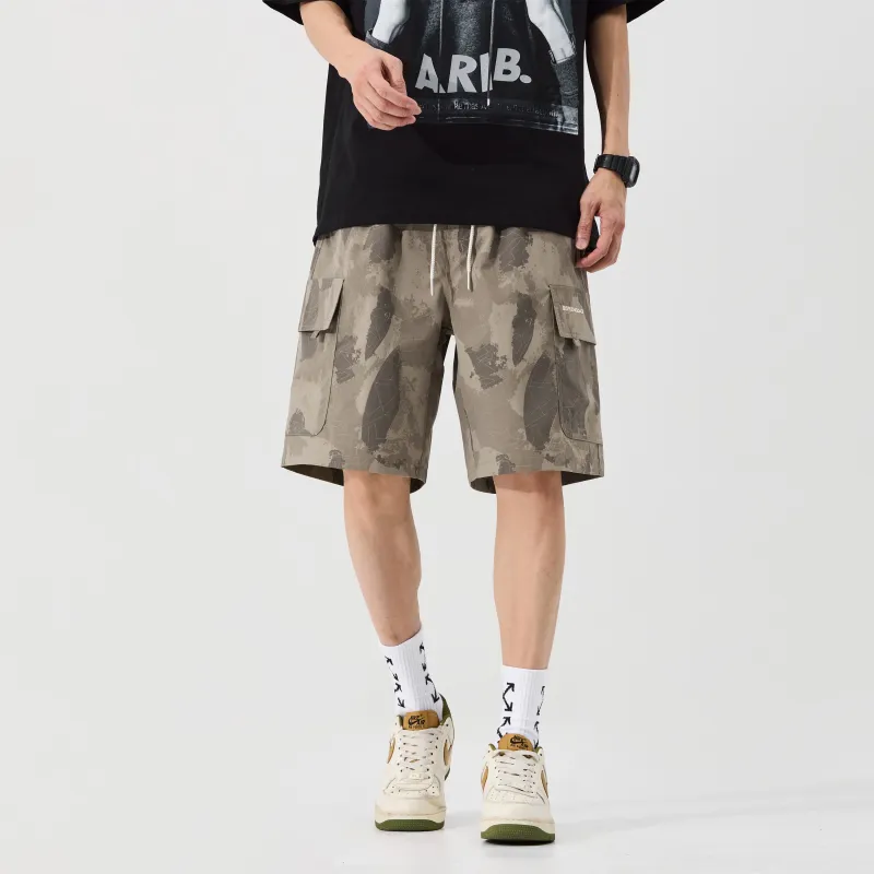 Menglaini Casual Shorts Unisex Dark Khaki-3