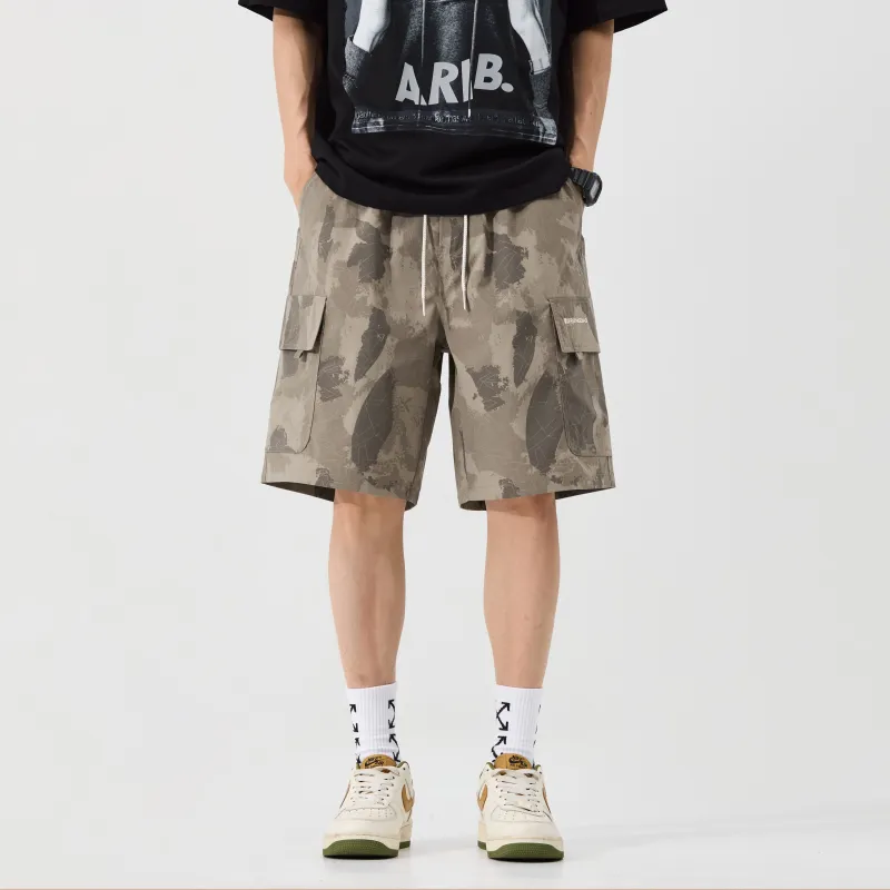 Menglaini Casual Shorts Unisex Dark Khaki-4