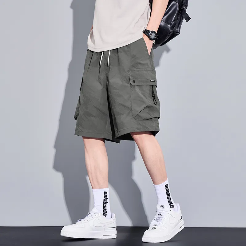 Menglaini Casual Shorts Unisex Army Green-3