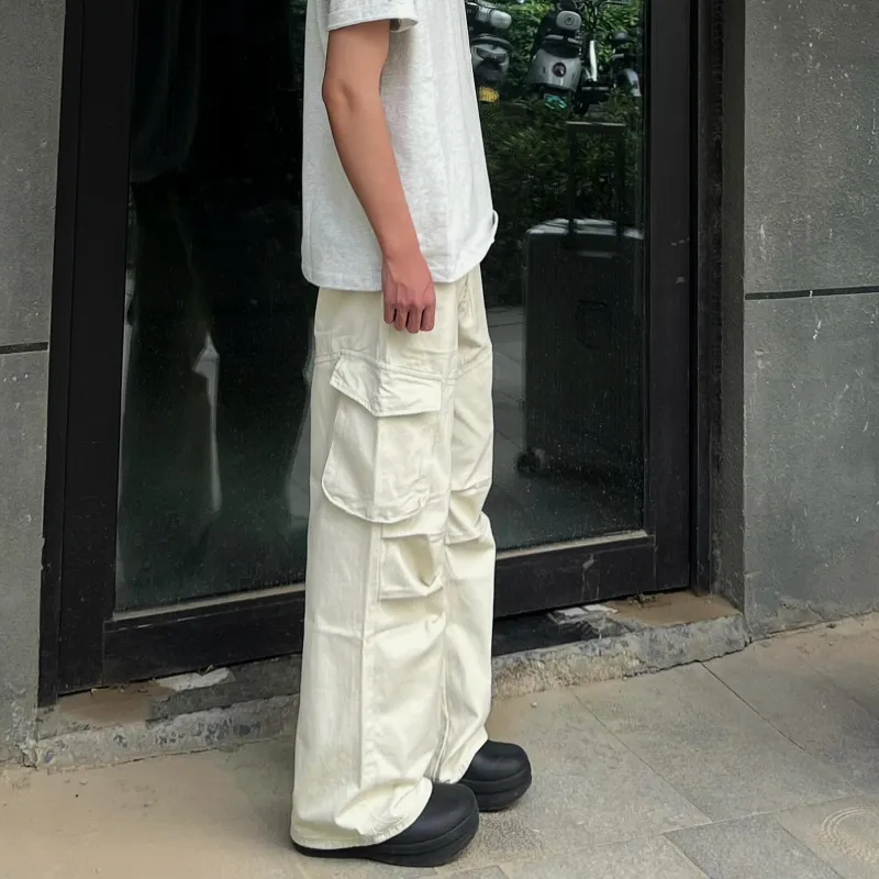 Menglaini Casual Pants Unisex Ecru-3
