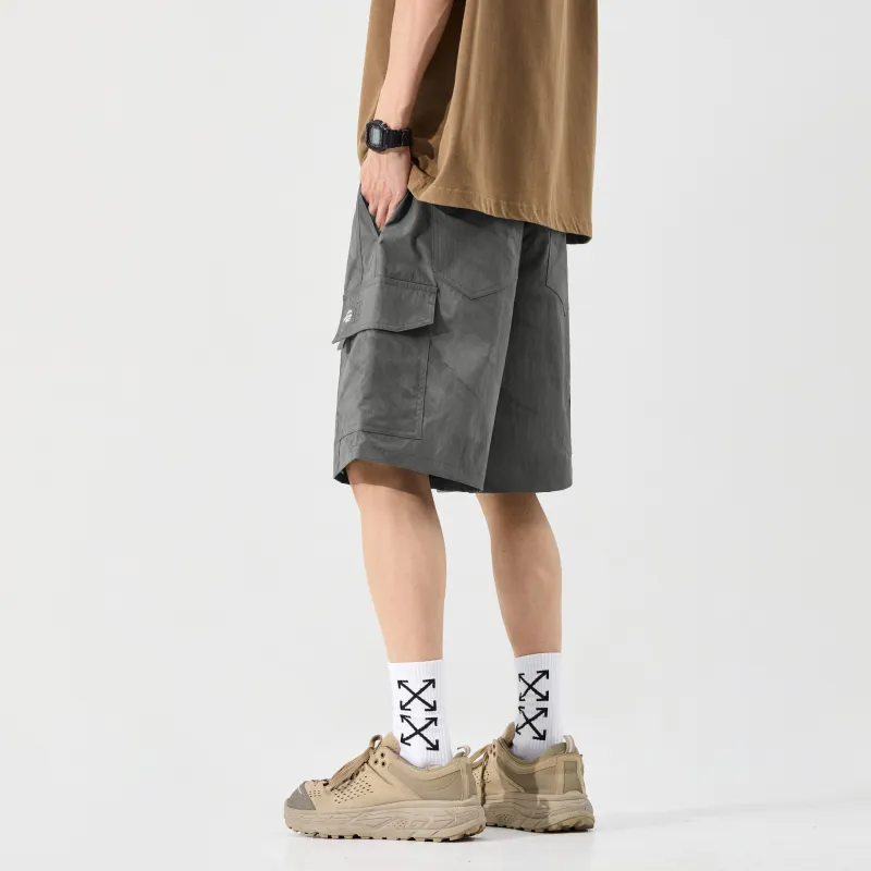 Menglaini Casual Shorts Unisex Army Green-3