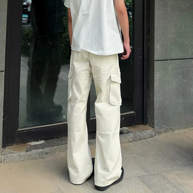 Menglaini Casual Pants Unisex Ecru-4
