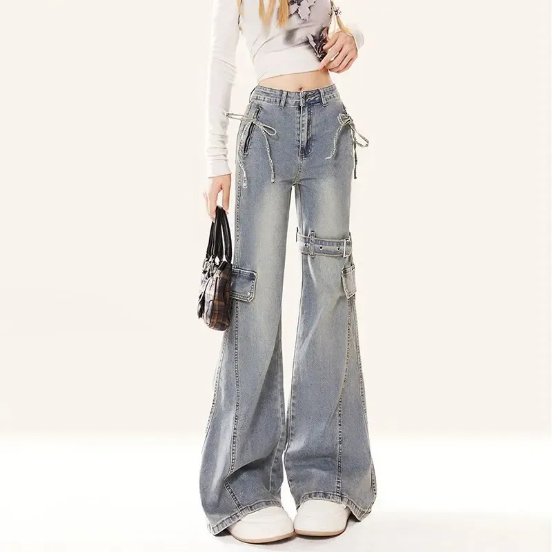 Menglaini Jeans Women's Vintage Blue-1