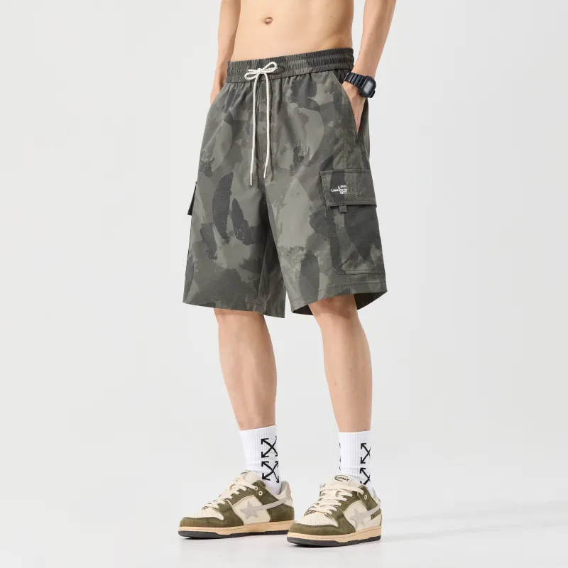 Menglaini Casual Shorts Unisex Army Green-2