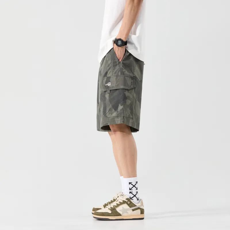 Menglaini Casual Shorts Unisex Army Green-6