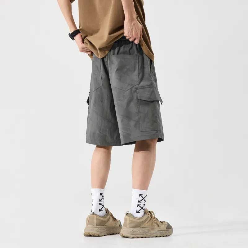 Menglaini Casual Shorts Unisex Army Green-2