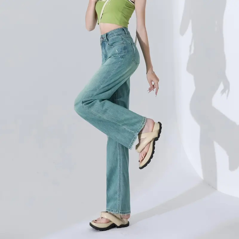 Menglaini Jeans Unisex Emerald Green-3
